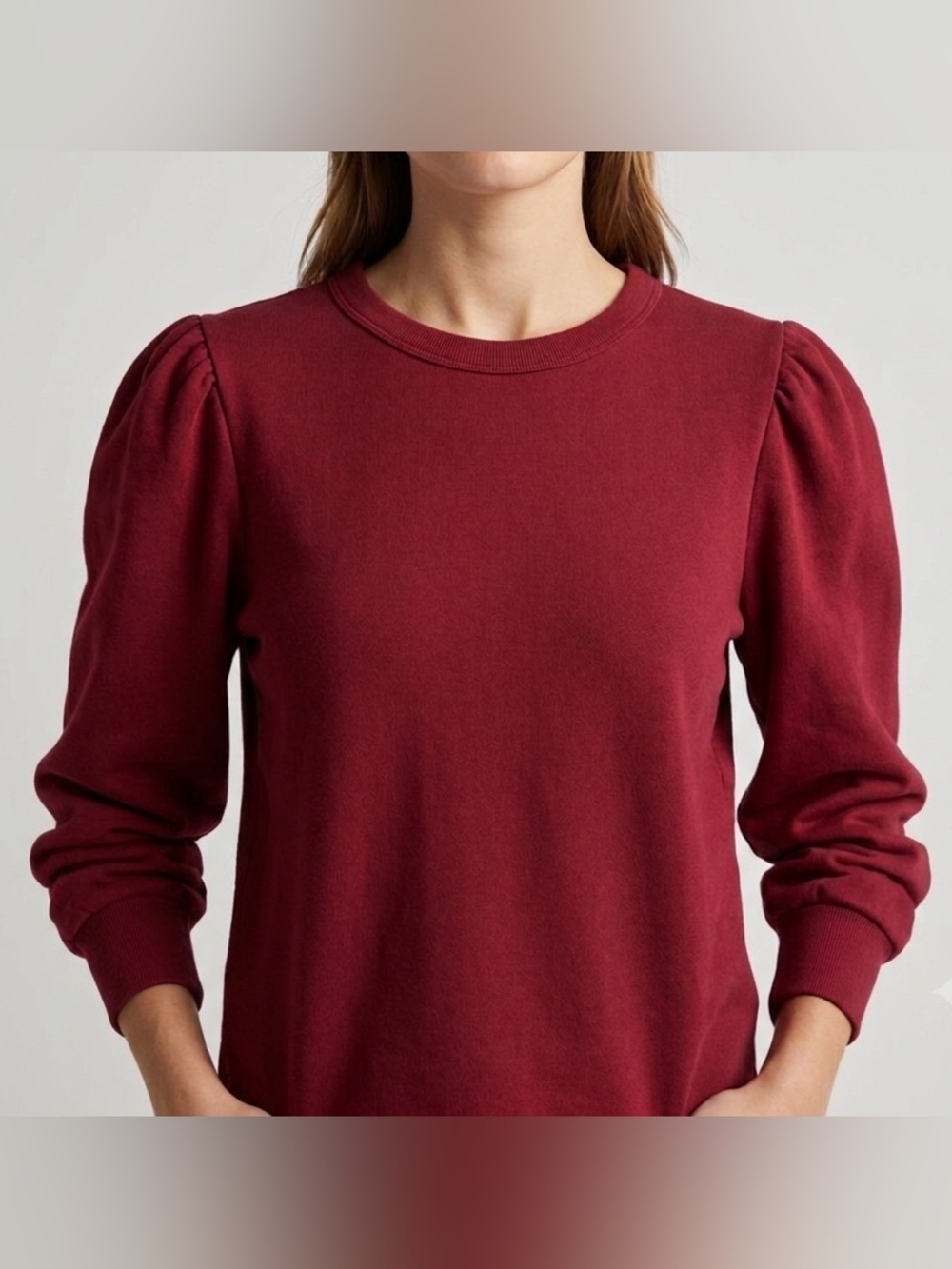 Maroon Puff Sleeve Sweatshirt | Dip | Size L